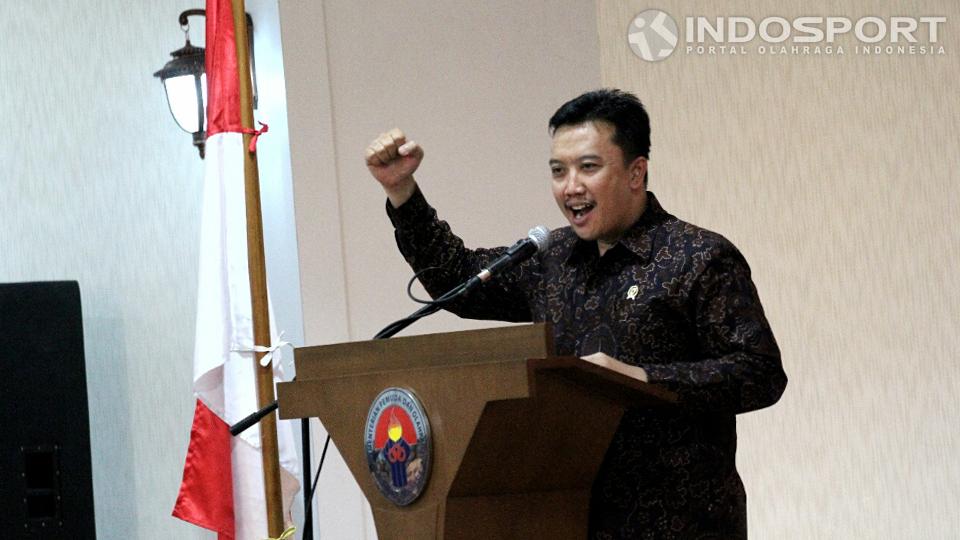 Dalam sertijab tersebut, Imam Nahrawi melakukan pidato pertamanya sebagai Menpora.